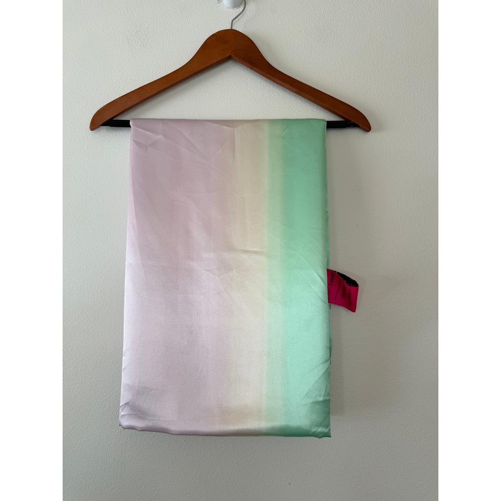 Betsey Johnson Twin Flat Sheet Pastel Rainbow Ombre Satin 61x93 Y2K